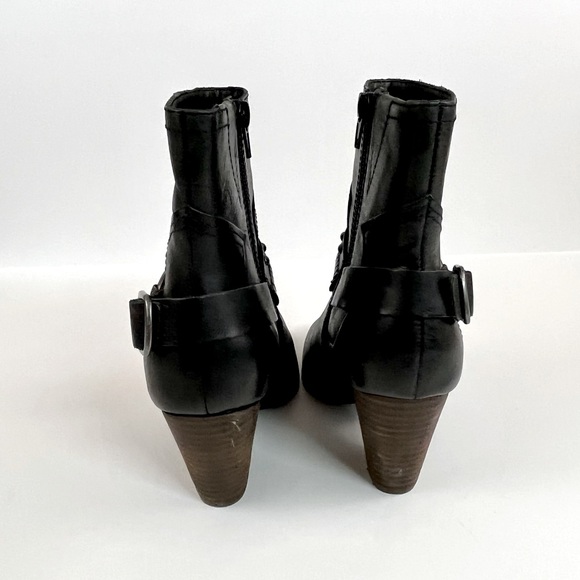Lucky Brand Majoko Black Leather Harness Boot Heeled Bootie Women’s Size 6 - Picture 4 of 15